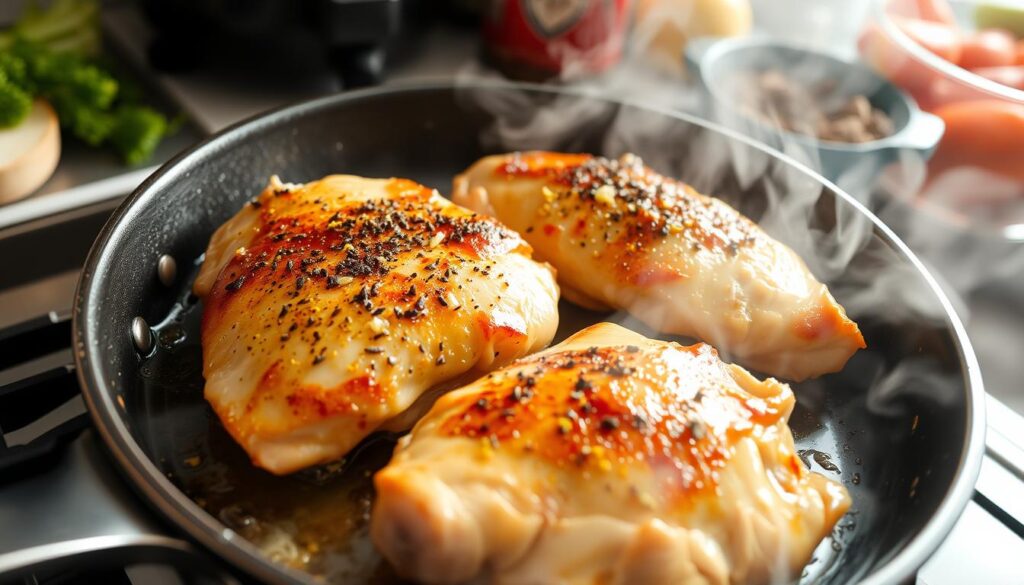 Searing chicken